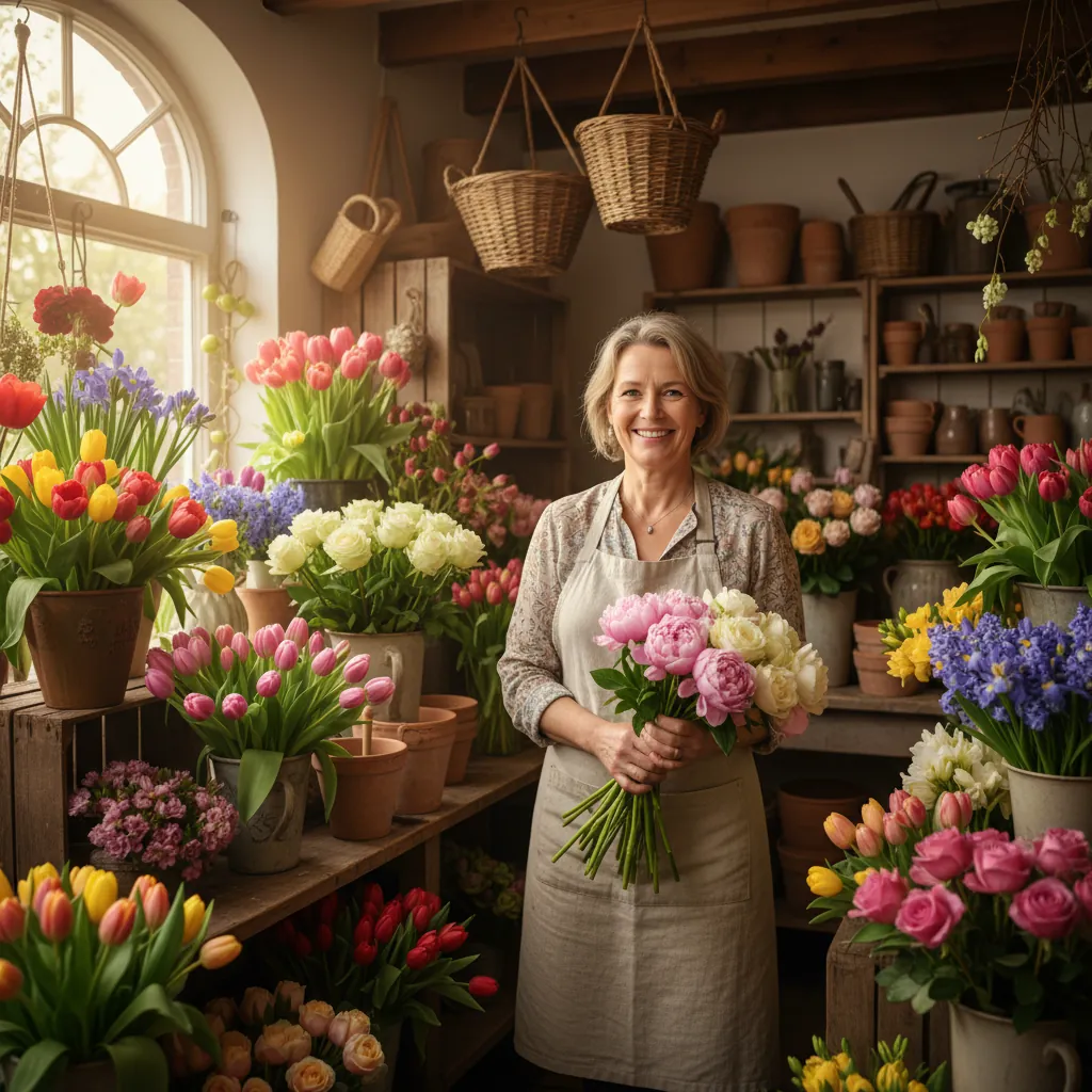 Ineke van Kralingen, eigenaar van Bloemen & Zo in haar winkel
