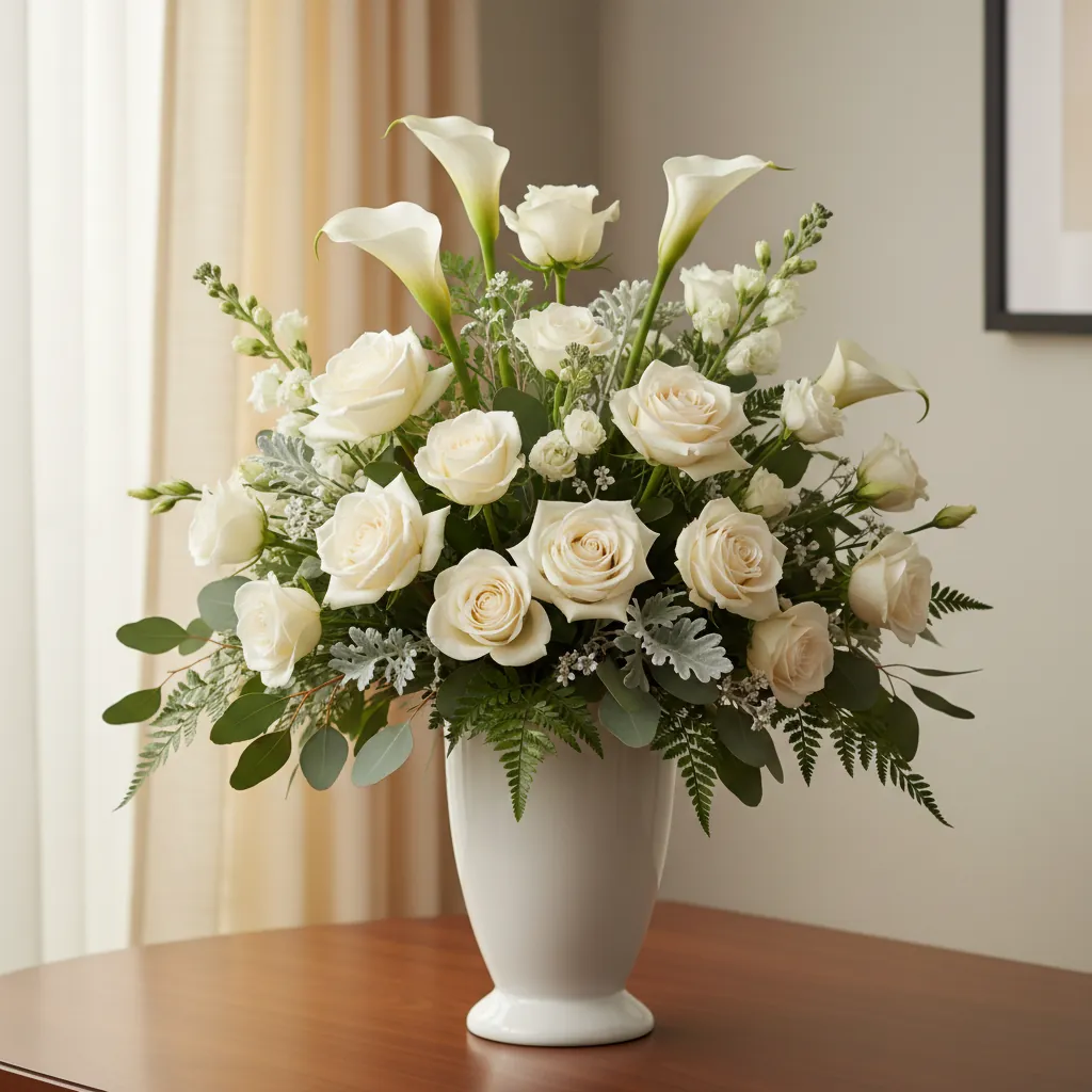 Serene witte rouwbloemen als liefdevol afscheid